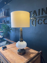 Load image into Gallery viewer, White Globe & Brass Table Lamp