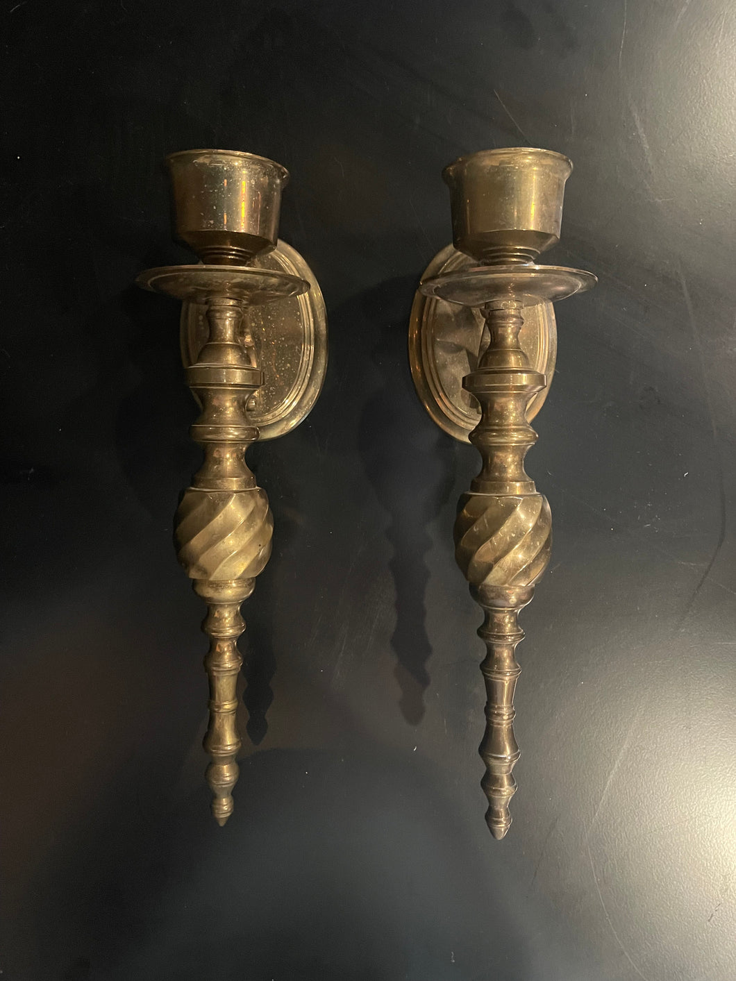 Pair of Vintage Brass Candle Sconces