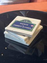 Load image into Gallery viewer, Tumbled Marble Coasters - Paris Street Signs
