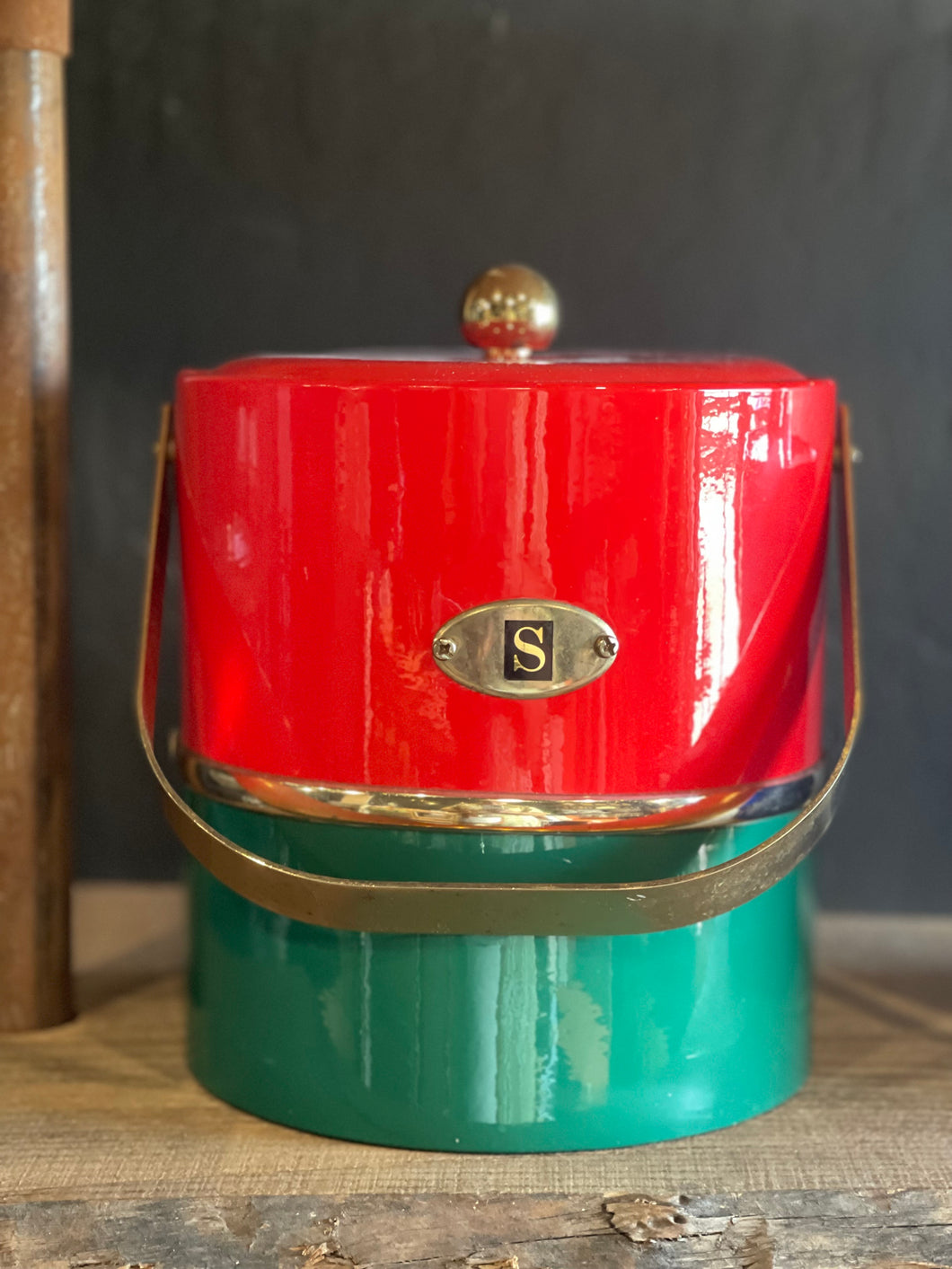 Georges Briard Red & Green Ice Bucket