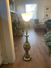 Load image into Gallery viewer, Vintage Rembrandt Mid Century Modern Brass/Green Enamel Table Lamp
