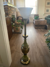 Load image into Gallery viewer, Vintage Rembrandt Mid Century Modern Brass/Green Enamel Table Lamp
