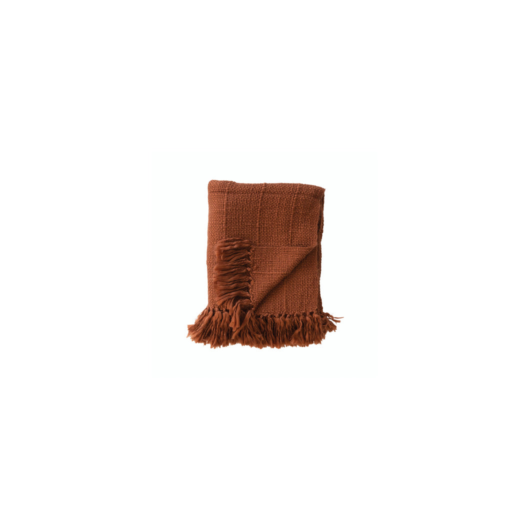 Woven Wool and Acrylic Throw with Fringe / 30% OFF!
