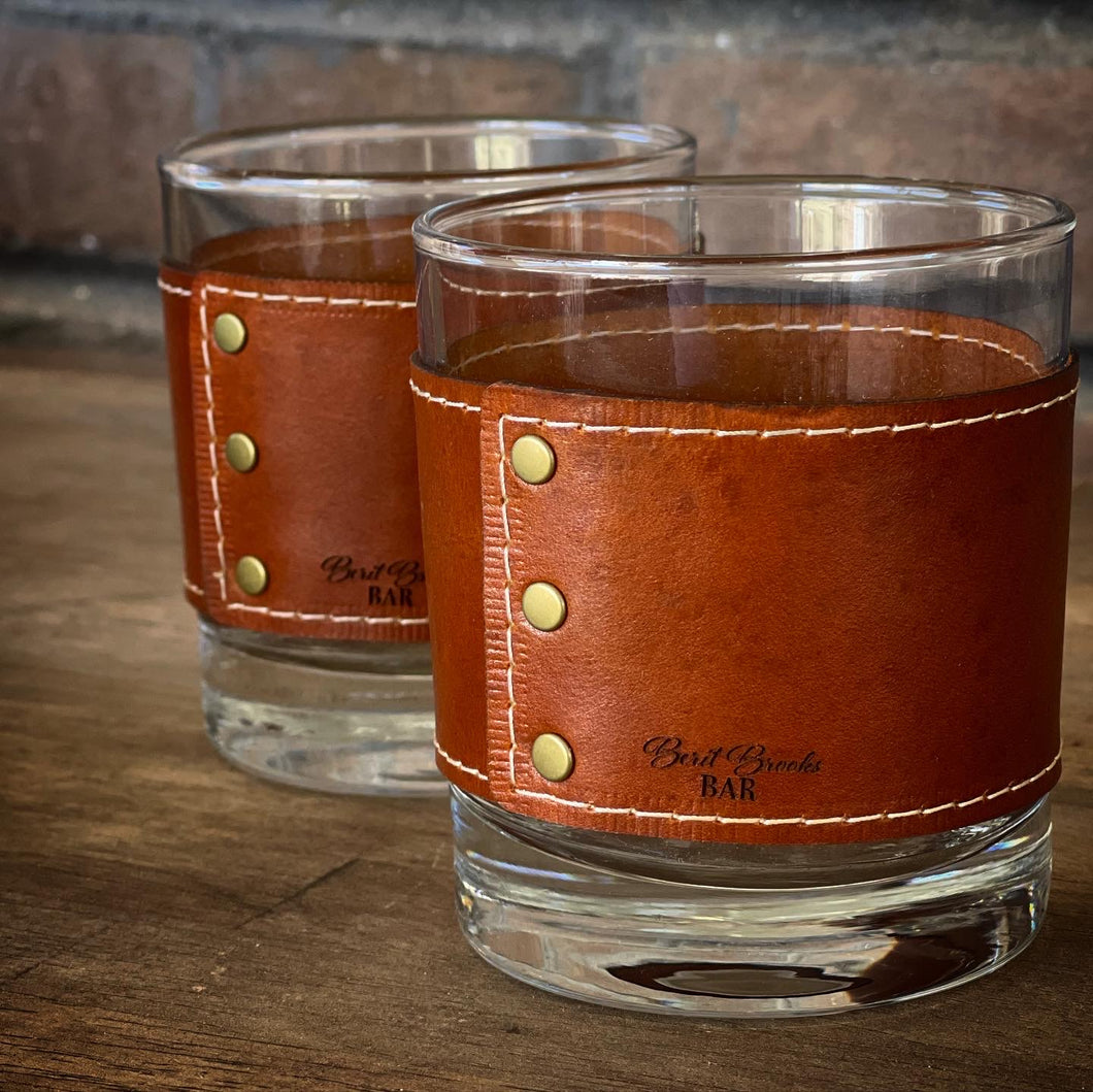 Leather Sleeved Rocks Glass - Small
