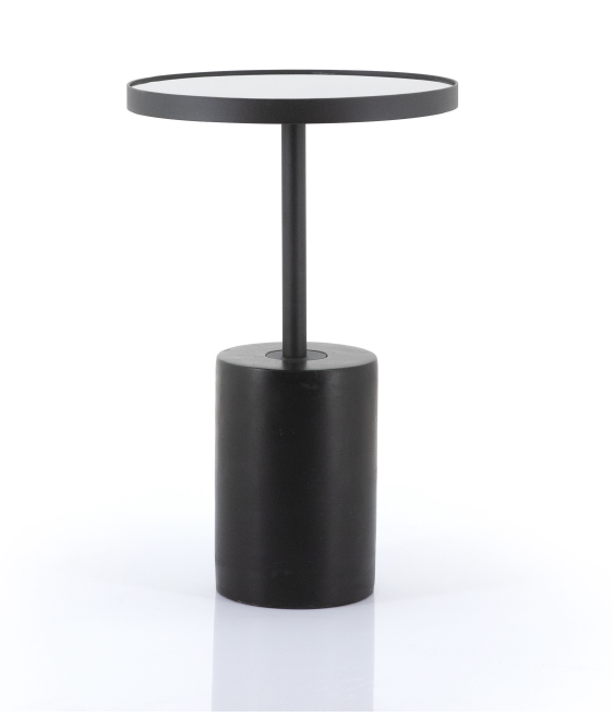 Rounded Pedestal Side Table - Black