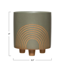 Load image into Gallery viewer, Footed Stoneware Planter with Rainbow Design / 30% OFF!
